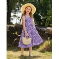 thumbnail image 5 of Oudiya Girls Summer Dress Maxi Spaghetti Strap Ruched Flowy Beach Boho Casual Teen Girl Party Sundress 6-14Y, 5 of 6