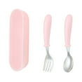 thumbnail image 1 of Advancent Juego de cuchara y tenedor de acero inoxidable para niños, para facilitar la alimentación, cucharas, tenedores fáciles para Cocina y Comedor rosa, 1 of 6