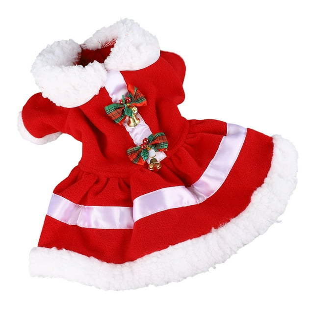 Disfraz De NaviDad Para Perros, Vestido Navideño Cálido De Cachorros, Lindo AtUendo De NaviDad Con Campanas, Ropa De Poliéster Suave Para La Fiesta De Invierno Cosplay