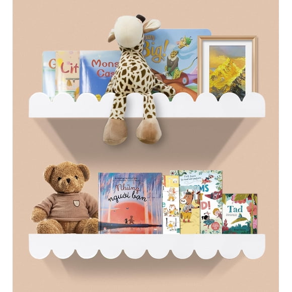 Estantería infantil iCNJDMOPclean flotante festoneada, 50 cm, blanca
