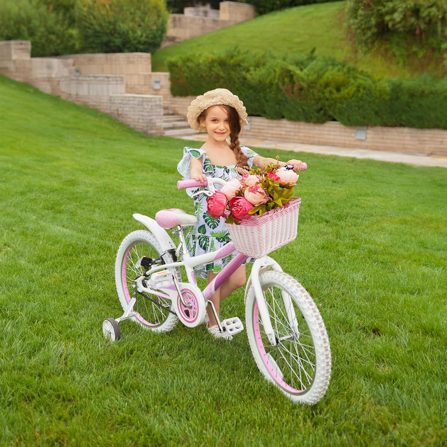Kids Bike Basket, Front Bicycle Bike Baskets for Kids, Small Wicker Bike Basket for Boys and Girls, Small Wicker Basket for Bike, 9¾" x 7" x 6", 1-Pack