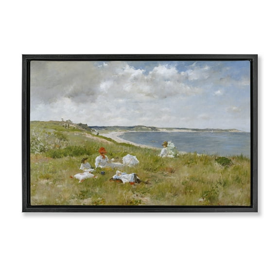 Stupell Industries Clasical Idle Hours Painting Landscape & Nature Painting Black Floater Framed Canvas Art Print Wall Art, 25 x 17