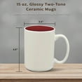 thumbnail image 5 of 10 Glossy Two-Tone Ceramic Mugs Set, 15 oz. - Stoneware, Smooth, Durable, C-handle - Maroon, 5 of 5