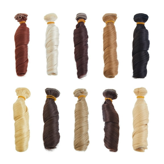 10pcs 10 colors High Temperature Fiber Long Curly Hairstyle Wig Hair for DIY Girl BJD Makings Accessoriess Mixed color 150mm 1pc/color