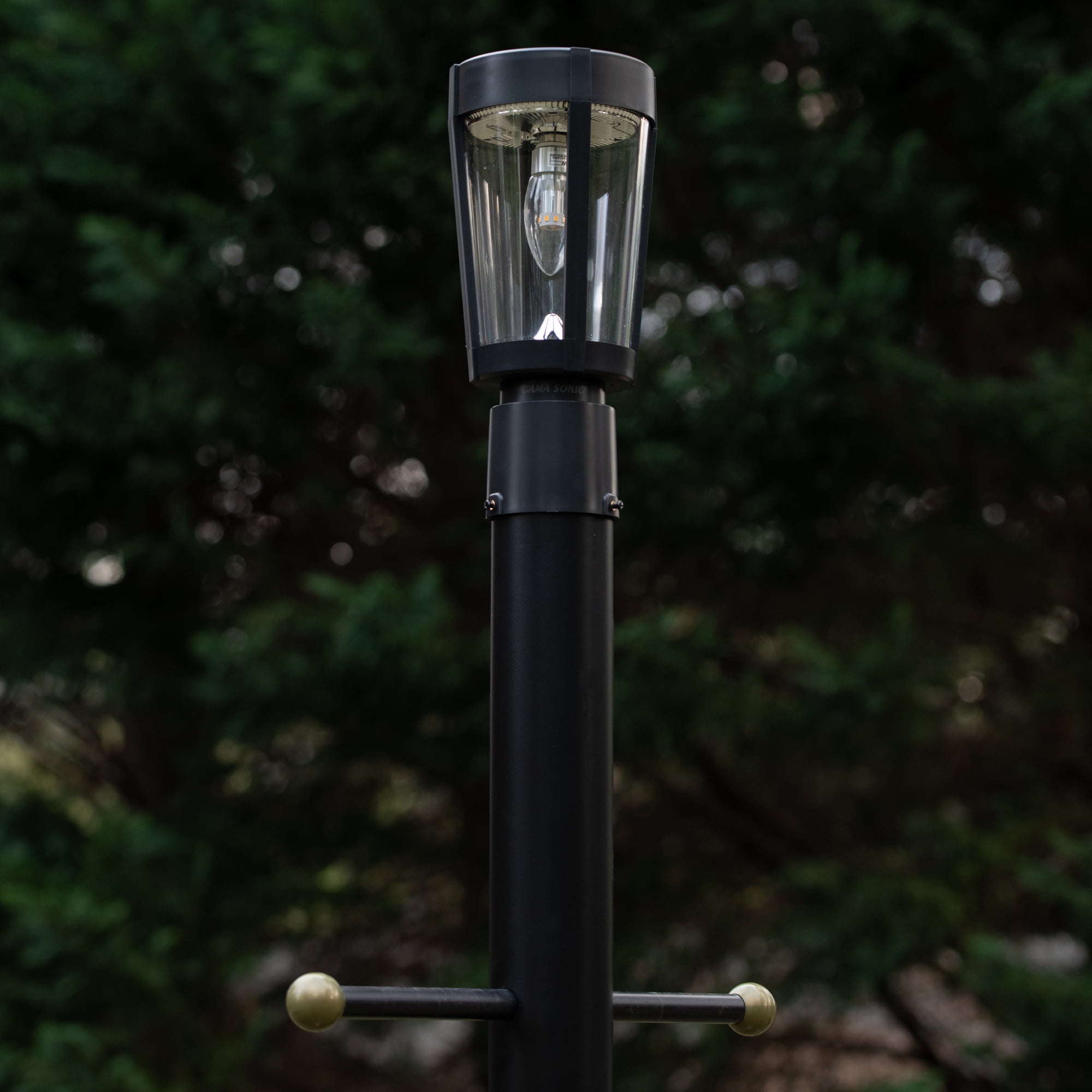 Gama Sonic Amphora 1-Light Black Plastic Solar Outdoor Weather Resistant Post Light Set with Solar LED Bulb