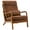Orange-Bronzing Cloth, variant on Accent Chair, Modern Linen Fabric Upholstered Armchair with High Back and Pillow, Comfy Single Sofa Chair with Padded Cushion and Solid Wood Legs Reading Chair for Living Room Office, Burnt Orange