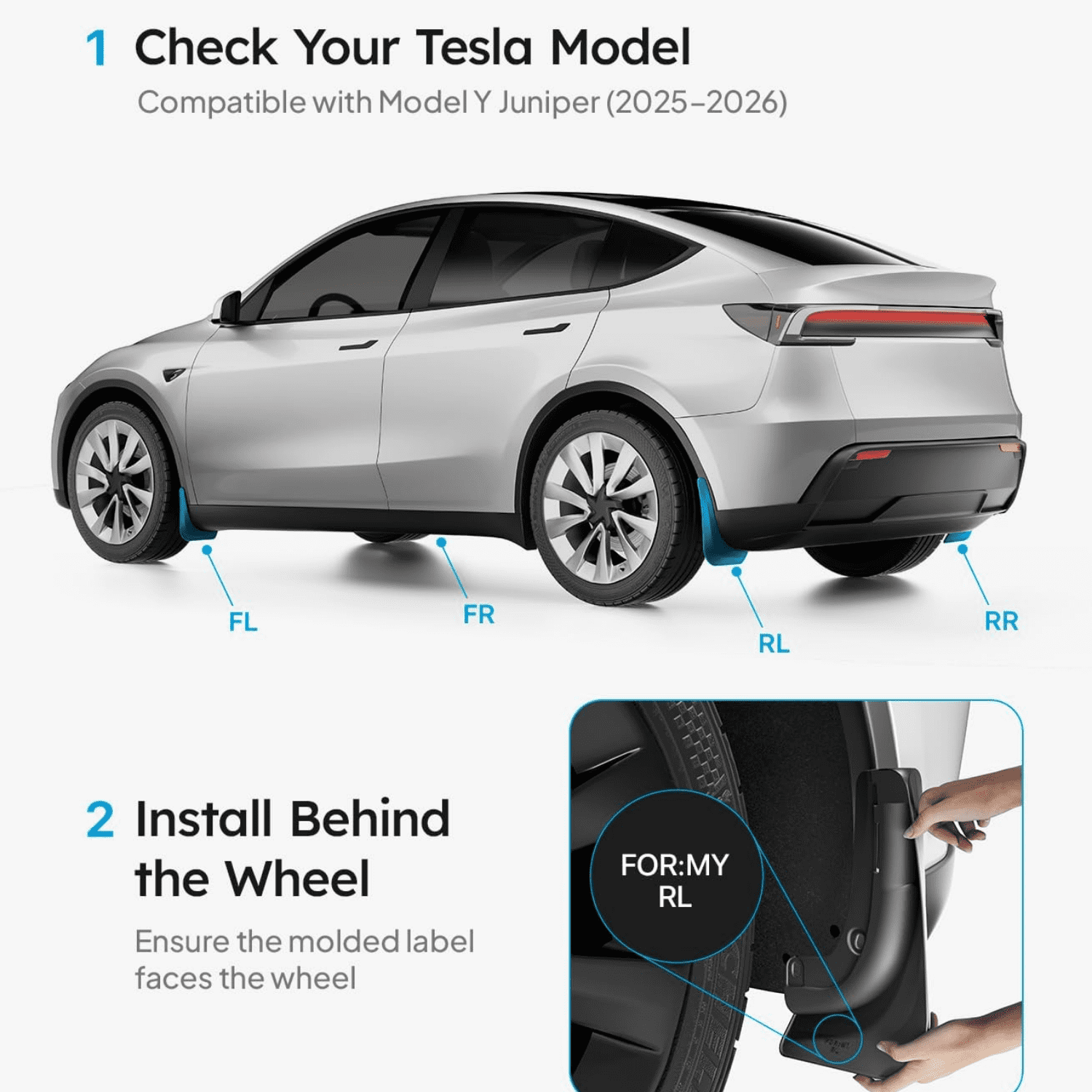 2025 New Tesla Model Y Juniper Accessories Mud Flaps [Stay Clean, Protect Paint] All Weather Guards Body Kits for Tesla New Model Y 2025 2026 Launch, Thicker Version (Set of 4)