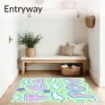 thumbnail image 3 of ODIKA 3'x5' Machine Washable Non-Slip Area Rug, Doodle Art Letter Collage Featuring Fun Shapes and Imaginative Borders High Traffic Rug with Pad, Green, 686692, 3 of 8