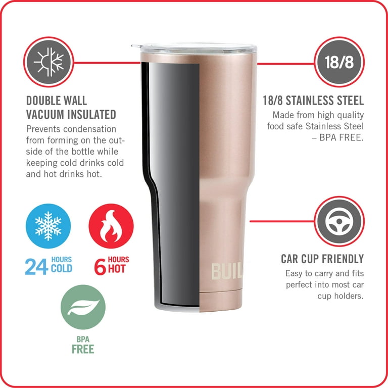 Built 30 oz Double Wall Stainless Steel Tumbler, Rose Gold