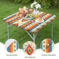 thumbnail image 4 of Easy Care Bohemian Floral Table Cover 34x34 Inch Square Tablecloth with Elastic Edge Resists Stains and Wrinkles, 4 of 6