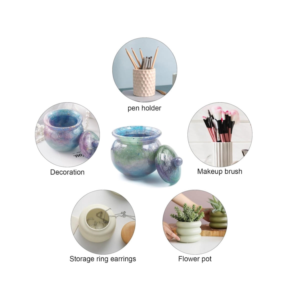 1PC Round Storage Box Silicone Mold, Storage Resin Mold with Lid for Handmade Crafts DIY Storage Jar for Jewelry Ornaments Container