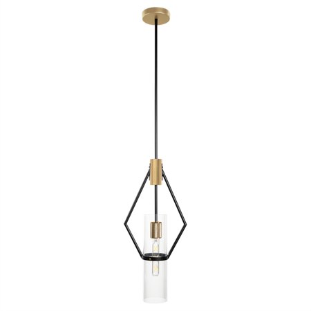 

Gild Design House Everly Single Light Metal and Glass Pendant Black and Brass