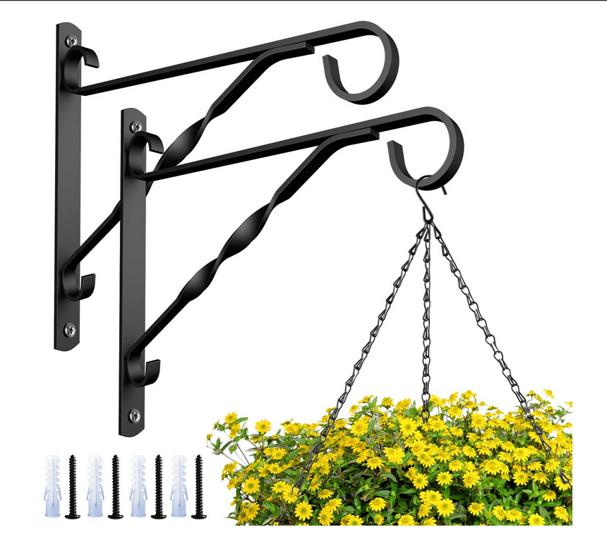 2 Pack Hanging Plants Bracket 10 inch Planter Hook Hanger for Outdoor