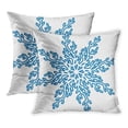 thumbnail image 1 of BOSDECO Housse de Coussin Motif Flocon de Neige Bleu 16x16 Pouces Lot de 2, 1 of 1
