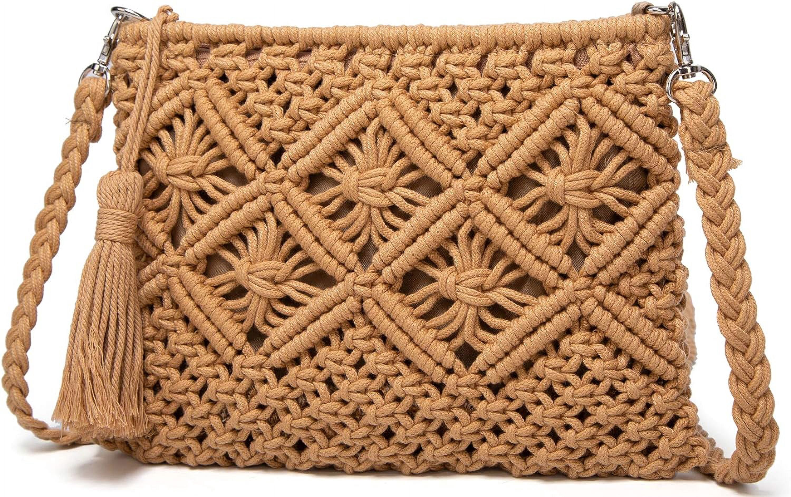 Zhengup Straw Bags Crossbody Purses for Women, Tassel Straw Handbag Vintage Handwoven Bag Summer Beach Bag