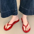 thumbnail image 6 of Qicasul Women' Flip Flops solid color Flat Flip Flop Sandals for Women Beach Rubber Shower Shoes Basic Thong Sandals Casual Summer Wear Red US Size:5.5, 6 of 7