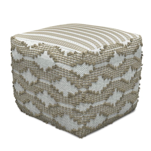 Simpli Home Rowan 18W Square Diamond Motif Pouf