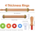 thumbnail image 2 of Rolling Pin with 4 Adjustable Thickness Rings and Long Handle 13.6 Inch Wooden Dough Roller for Baking, Dough, Cookie, Cake, Fondant, Pizza Pie Crust, 2 of 4