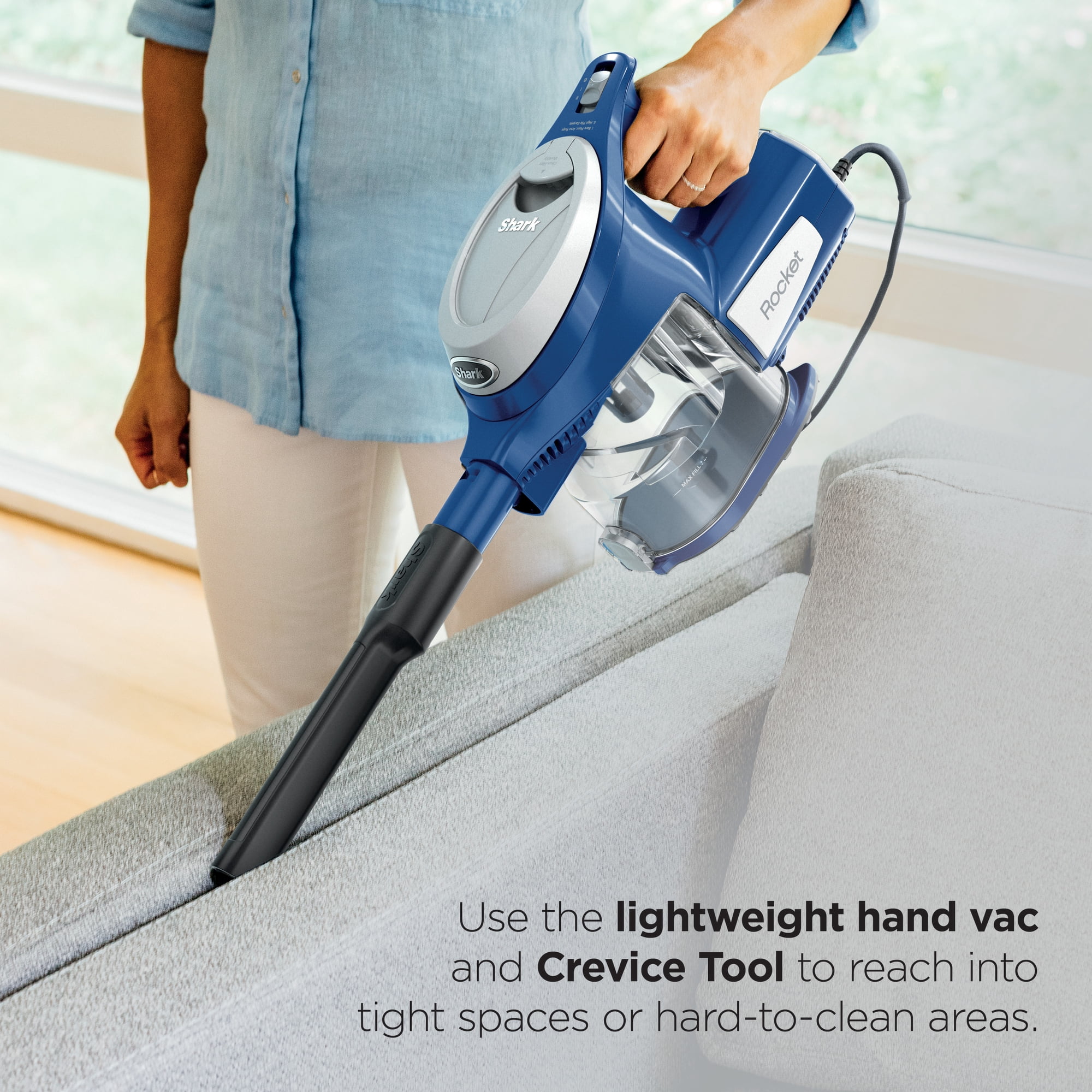 Shark Rocket Corded Stick Vacuum, Carpet and Hardfloors, Pet Friendly, Swivel Steering, Removable Handheld, HV200 Blue