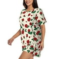 thumbnail image 2 of Bixox Women's Rose Flowers Printed Pajama Set 2 Piece Lounge Set Top and Shorts Soft Pajamas, Shorts with Pockets, 2 of 7