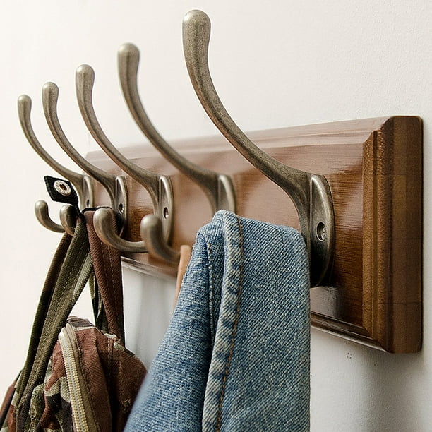 Perchero de pared marron de 24.0 in Perchero de entrada de madera de pino macizo para colgar abrigos ropa sombreros bolso llaves Perchero vintage de granja para cocina dormitorio XianweiShao