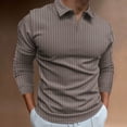 thumbnail image 2 of Rigardu polo shirts for men Male Casual Autumn Striped Fabric T Shirt V Neck Turn Down Collar Long Sleeve Tops T Shirt mens polo shirts polo t shirts for men Grey + L, 2 of 5