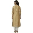 thumbnail image 3 of Globus Women Beige & White Yoke Design Regular Mirror Work A-Line Kurta, 3 of 6