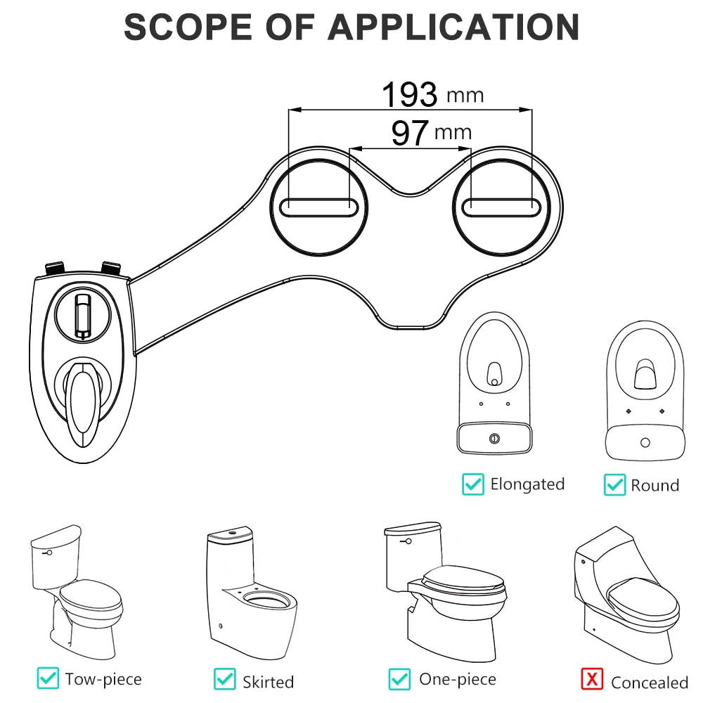 LIVINGbasics Dual Nozzle Bidet (Male & Female) Self Cleaning Hot and