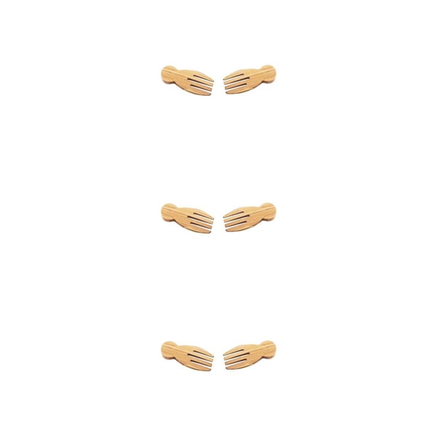 Advancent Tenedor de bambú de 2 piezas, repuesto lavable reutilizable para el hogar, adultos, niños, ensalada de frutas, tenedores, cubiertos, Type1 NO1