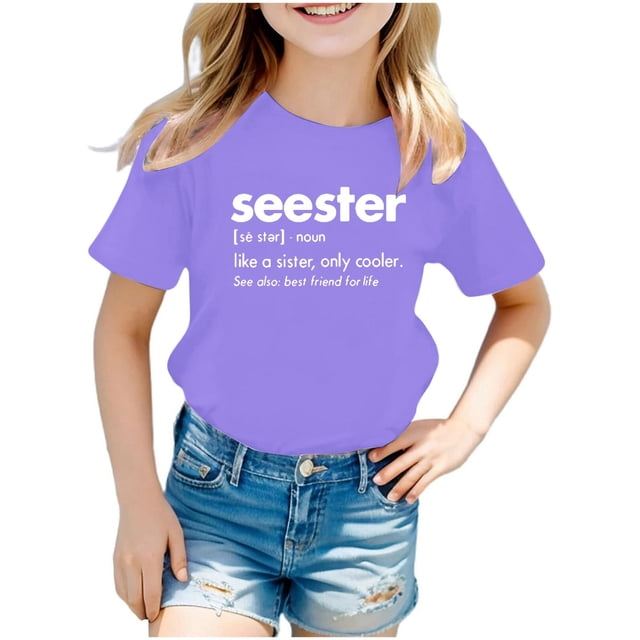 TZEWGL Summer Short Sleeve Letter Printed Tunic Tees For Child Clothes For Baby size 13-14T