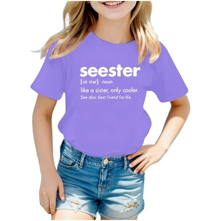 

Dpytoraw Fashion Children Kids Boys Girls Summer Short Sleeve Letter Printed Shirt Blouse Top Casual Tunic Clothes Size 13-14 Years