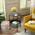 thumbnail image 3 of Costway Ensemble de 2 Tables d'Appoint Rondes Industrielles Table de Canapé Table Basse avec Panier de Rangement, 3 of 9