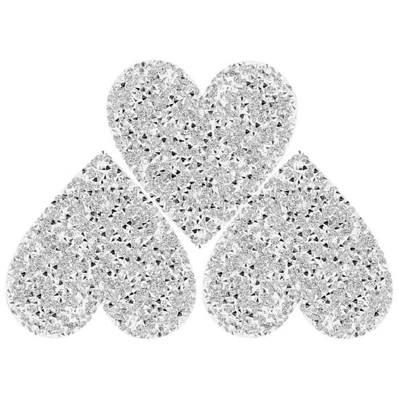 UPOUART Heart Rhinestone Bead Patch Stickers 3-Pack Self-Adhesive Decorative Accessories for Clothing and Crafts