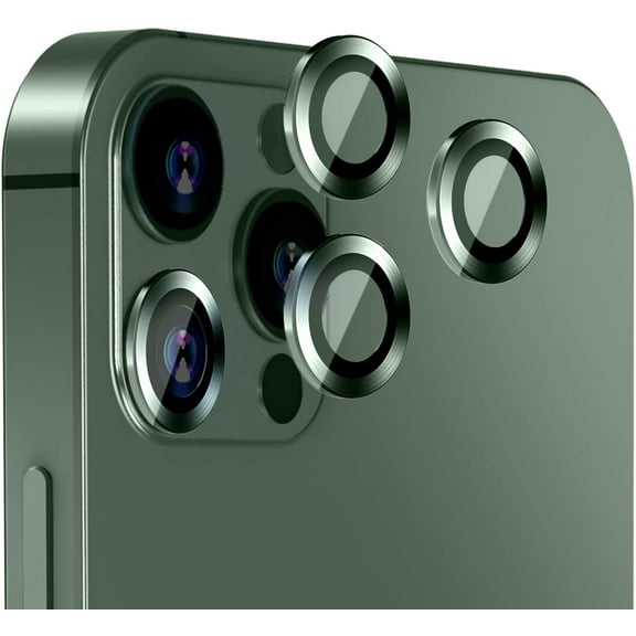 [Green]Metal Full Cover   Tempered Glass Circle Camera Lens Protector for iPhone 14 Pro/14 Pro Max,HD Camera Lens Screen Cover Case,9H Hardness Anti-Scratch Camera Screen Protective Lens Film