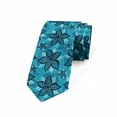 thumbnail image 1 of Flower Necktie, Abstract Summer Design, Dress Tie, 3.7", Petrol Blue and Aqua, by Ambesonne, 1 of 3
