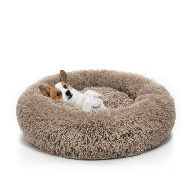 Round Plush Pet Bed for Dogs & Cats,Fluffy Soft Warm Calming Bed