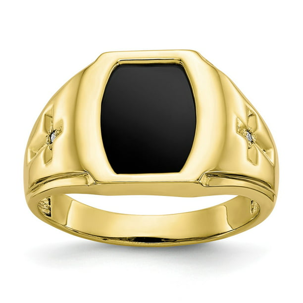 AA Jewels - Solid 10k Yellow Gold Men's Ring Band with CZ Cubic ...