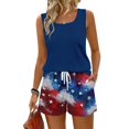 thumbnail image 2 of Iaqnaocc Two Piece Sets for Women 4th Of July Flag American Flag Stars Short Sets for Women Tank Square Neck Sleeveless and Shorts Summer Outfits Beach Outfits for Women Royal Blue L, 2 of 5