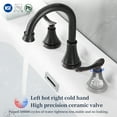 thumbnail image 5 of Hefilesy 2-Handle 8 inch Widespread Bathroom Sink Oil Rubbed Bronze Lavatory 3 Hole 360° Swivel Vanity Sink Basin Faucets with  for Pop Up Drain Assembly and cUPC Water Supply Hoses, 5 of 6
