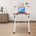 thumbnail image 3 of Loyalheartdy 24" Mobile Stand Up Desk Adjustable Height Rolling Desk with 2USB Socket for Home Office (Pink), 3 of 12