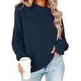 thumbnail image 2 of THNCYX Womens Crew Neck Long Sleeve Sweatshirt with Thumb Holes Solid Color Soft Casual Pullover Top for Everyday Comfort Wear S-2XL, 2 of 6