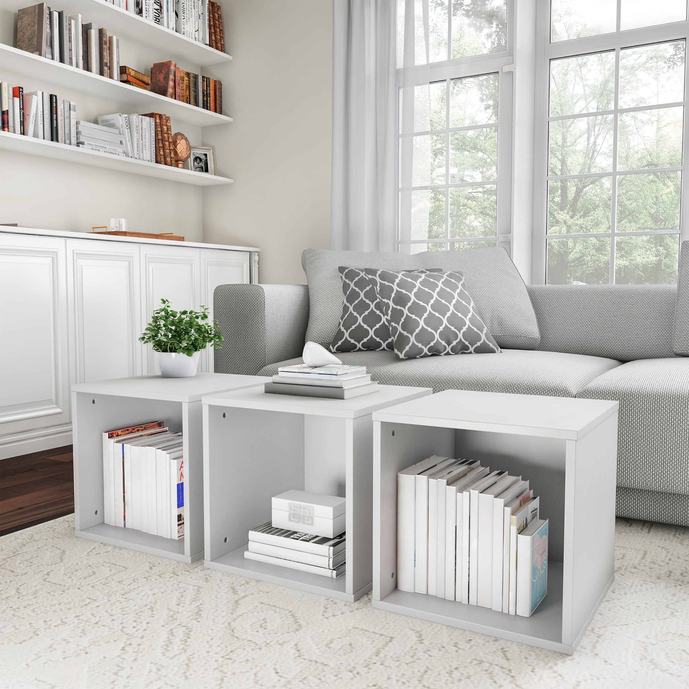 Somerset Home Cube End Table, White