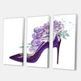 thumbnail image 3 of Designart Dark Purple Stiletto Shoe With Pink VIolet Roses Canvas Wall Art, 3 of 4