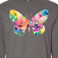 thumbnail image 4 of Inktastic Butterfly Shape with Colorful Flowers Long Sleeve T-Shirt, 4 of 5
