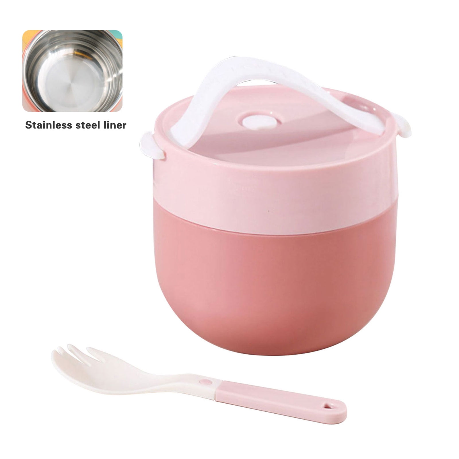 Portable Stainless Steel Soup Cup Lunch Box Food Containers Cute Shape  Vacuum Flasks Thermo Cup Microwave Heating With Spoon