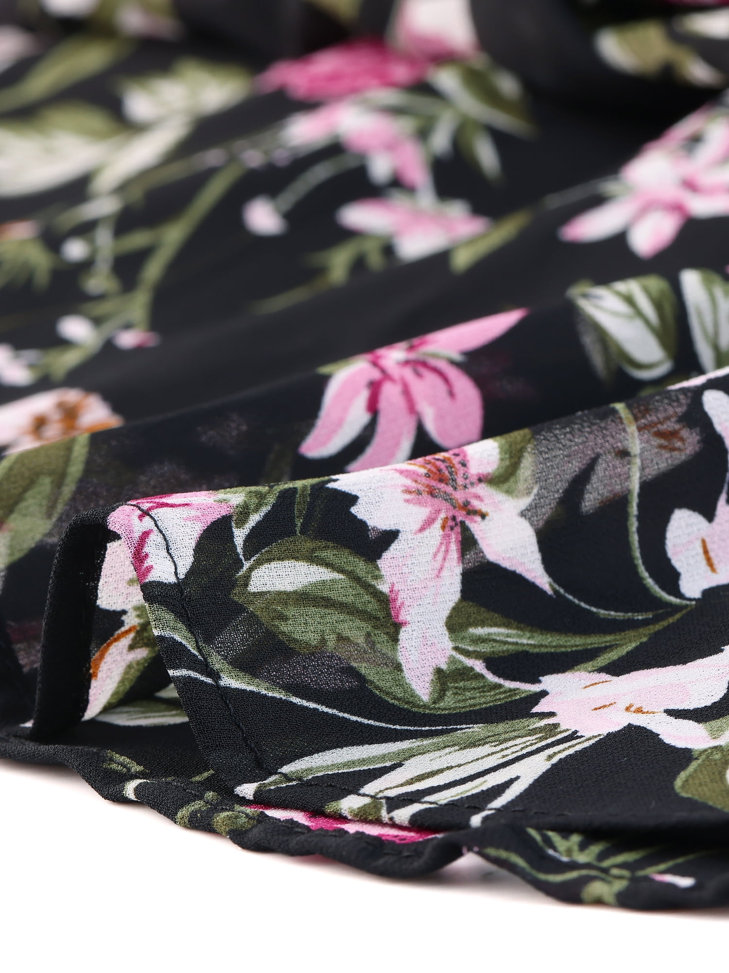 DARING DIVA Women's Elastic Waist A-Line Layered Ruffle Floral Mini Skirt XS Black Pink