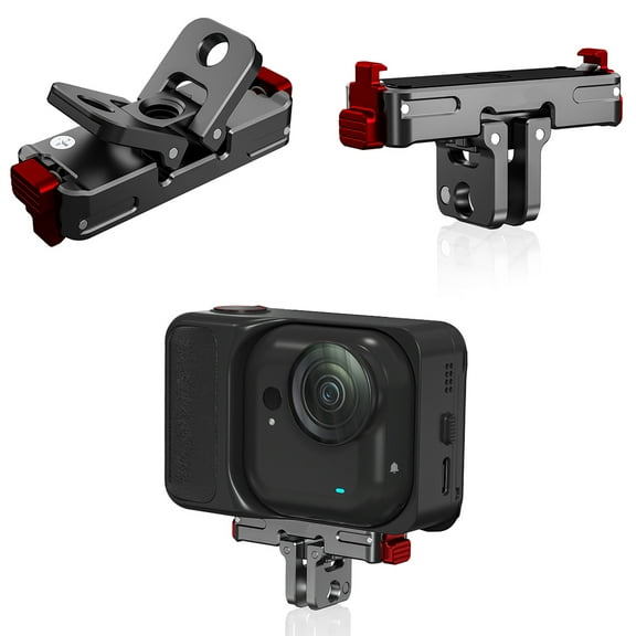 Magnetic Quick Release Mount Adapter for Insta360 GO Ultra, Aluminum Alloy Camera Stand Base Foldable 2-Prong and 1/4 Thread Expansion Mount Fixed Holder Bracket for GO Ultra Accessories