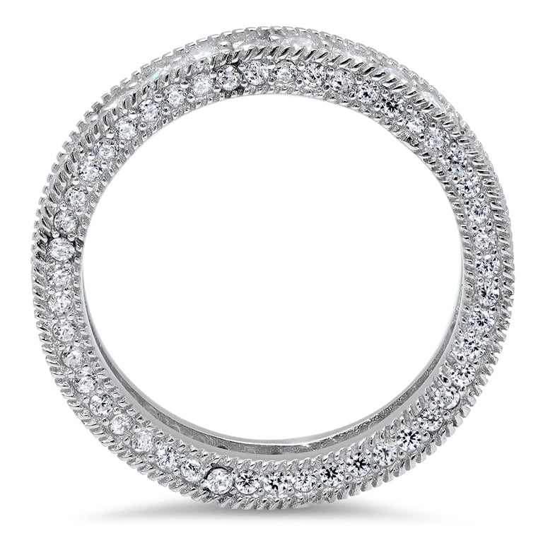 Sz 9 Sterling Silver 925 Cubic Zirconia CZ Vintage Milgrain