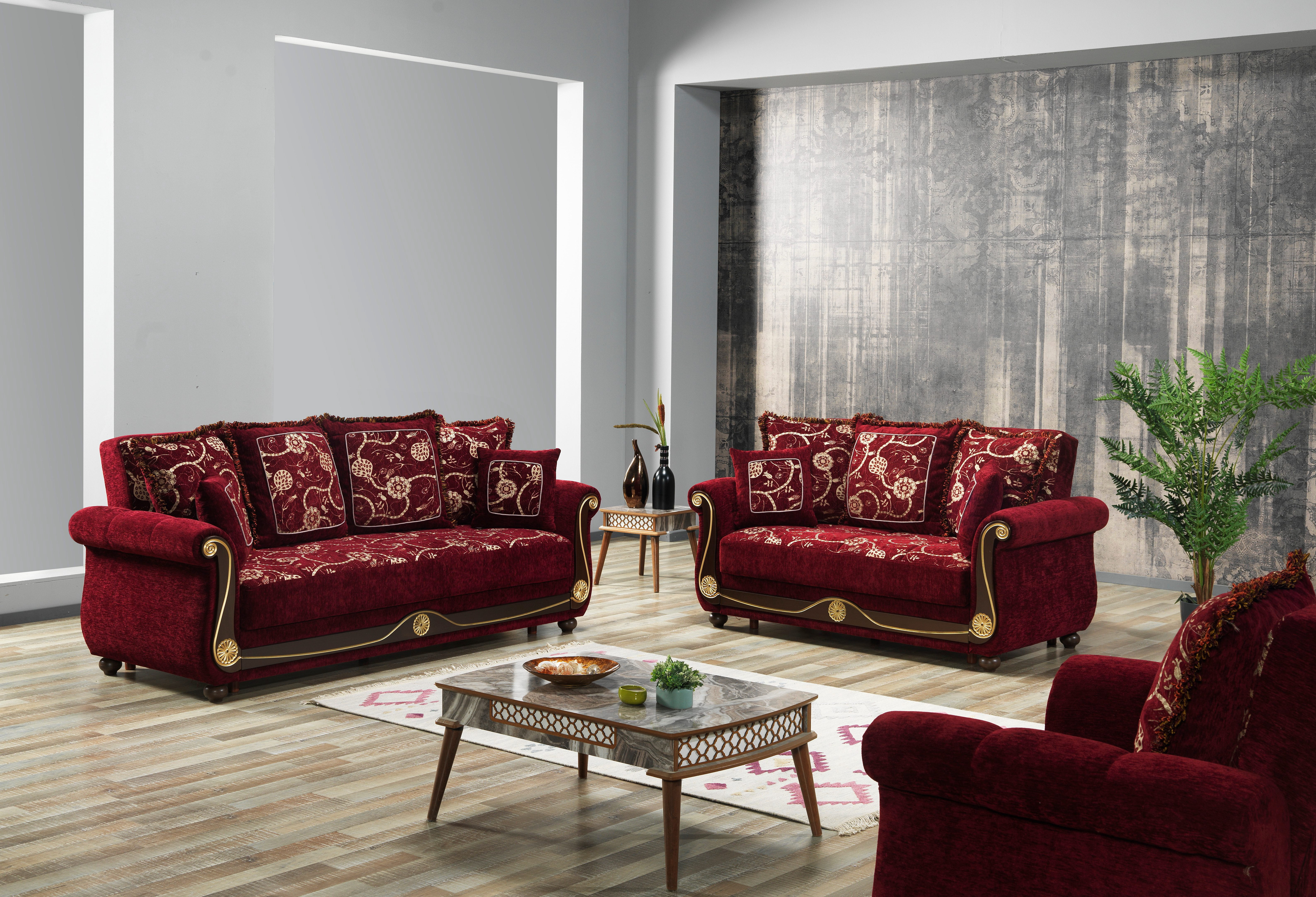 Ottomanson Convertible Accent Armchair with Hidden Storage, Firm Comfort Seating, Burgundy