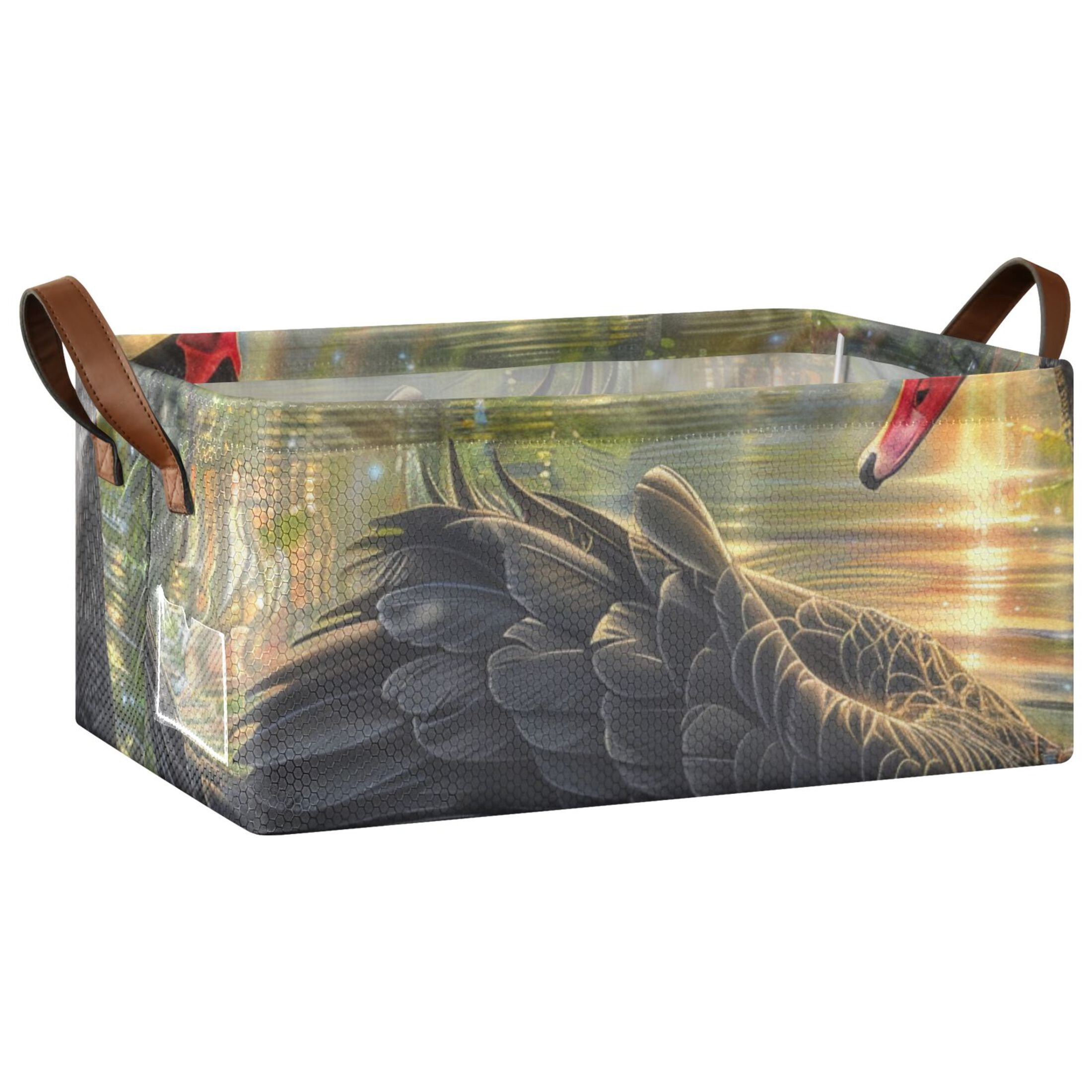 Black Swan Sunlight Storage Bins with Handles Foldable Storage Baskets for Shelves Organizer Cloth Baskets